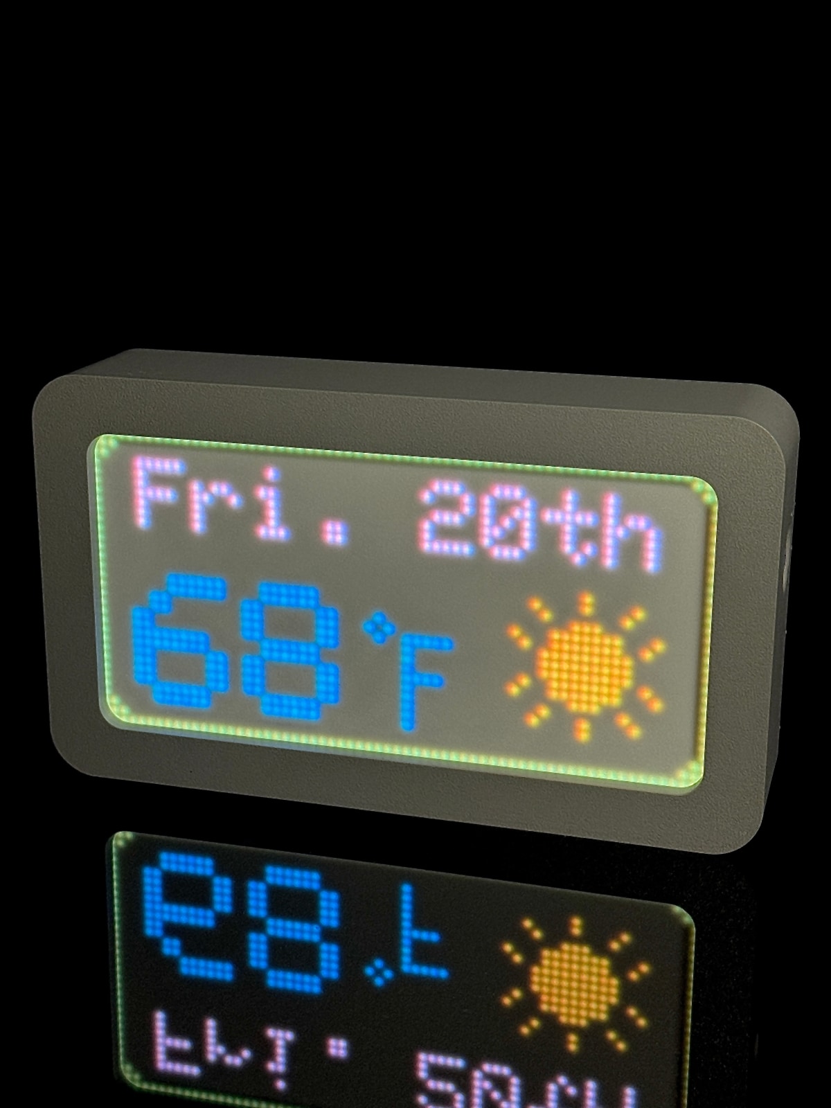 LumaGlow Edge smart LED display showing a countdown