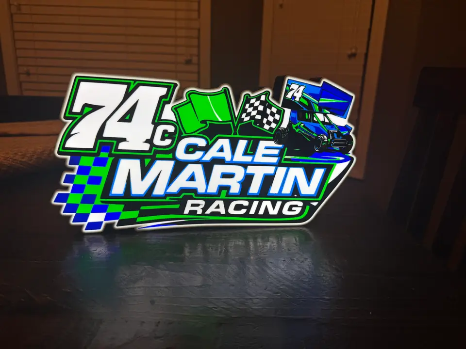 Custom logo light box glowing on display