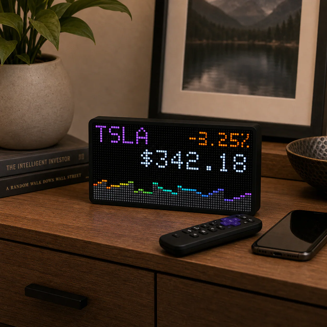 LumaGlow Edge market display arranged on a desk